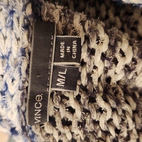 Vince Blue Gray Chunky Knit Cardigan Striped Oversized Sweater medium large - Picture 7 of 14